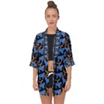 Blue Tigers Open Front Chiffon Kimono