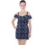 Blue Tigers Ruffle Cut Out Chiffon Playsuit