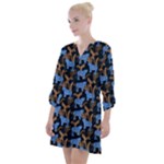 Blue Tigers Open Neck Shift Dress