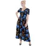 Blue Tigers Button Up Short Sleeve Maxi Dress