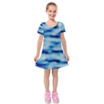 Blue Waves Abstract Series No5 Kids  Short Sleeve Velvet Dress