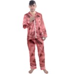 Red Flames Abstract No2 Men s Long Sleeve Satin Pajamas Set