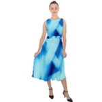 Blue Abstract 2 Midi Tie-Back Chiffon Dress