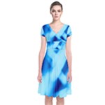 Blue Abstract 2 Short Sleeve Front Wrap Dress