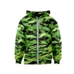 Green  Waves Abstract Series No11 Kids  Zipper Hoodie