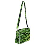 Green  Waves Abstract Series No11 Shoulder Bag with Back Zipper