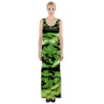 Green  Waves Abstract Series No11 Thigh Split Maxi Dress