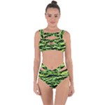 Green  Waves Abstract Series No11 Bandaged Up Bikini Set 
