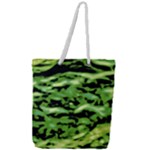 Green  Waves Abstract Series No11 Full Print Rope Handle Tote (Large)