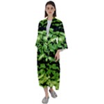 Green  Waves Abstract Series No11 Maxi Satin Kimono