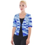 Blue Waves Abstract Series No10 Cropped Button Cardigan