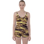 Yellow  Waves Abstract Series No10 Tie Front Two Piece Tankini