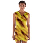Yellow  Waves Abstract Series No8 Wrap Front Bodycon Dress