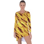 Yellow  Waves Abstract Series No8 Asymmetric Cut-Out Shift Dress