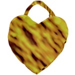 Yellow  Waves Abstract Series No8 Giant Heart Shaped Tote