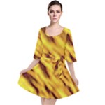Yellow  Waves Abstract Series No8 Velour Kimono Dress