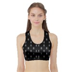 Black And White Sketchy Man Portrait Pattern Sports Bra with Border