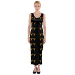 Golden Hearts On Black Freedom Fitted Maxi Dress
