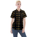 Golden Hearts On Black Freedom Women s Short Sleeve Pocket Shirt