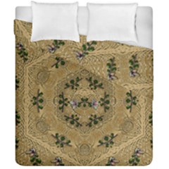 Wood Art With Beautiful Flowers And Leaves Mandala Duvet Cover Double Side (California King Size) from ArtsNow.com