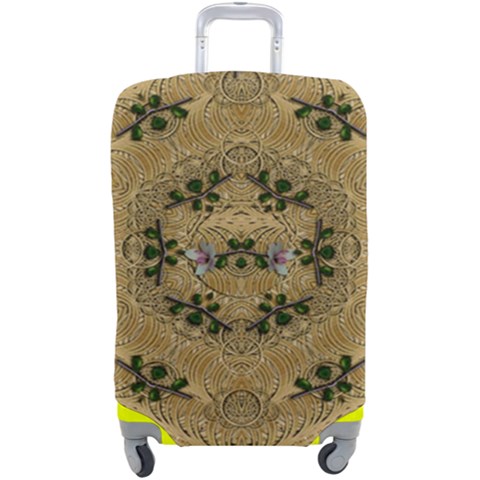 Wood Art With Beautiful Flowers And Leaves Mandala Luggage Cover (Large) from ArtsNow.com