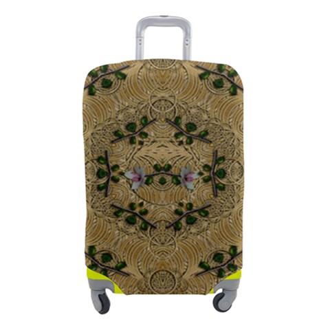 Wood Art With Beautiful Flowers And Leaves Mandala Luggage Cover (Small) from ArtsNow.com
