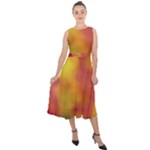 Flower Abstract Midi Tie-Back Chiffon Dress
