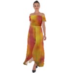 Flower Abstract Off Shoulder Open Front Chiffon Dress