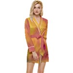 Flower Abstract Long Sleeve Satin Robe