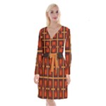 Abstract pattern geometric backgrounds   Long Sleeve Velvet Front Wrap Dress