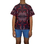 Floral folk damask pattern Fantasy flowers Floral geometric fantasy Kids  Short Sleeve Swimwear