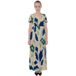 Folk flowers print Floral pattern Ethnic art High Waist Short Sleeve Maxi Dress