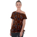 Floral pattern paisley style Paisley print. Doodle background Off Shoulder Tie-Up Tee