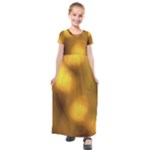 Orange Vibrant Abstract Kids  Short Sleeve Maxi Dress