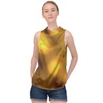 Orange Vibrant Abstract High Neck Satin Top