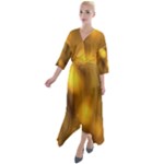 Orange Vibrant Abstract Quarter Sleeve Wrap Front Maxi Dress