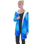 Blue Vibrant Abstract Longline Hooded Cardigan
