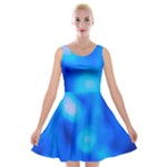 Blue Vibrant Abstract Velvet Skater Dress