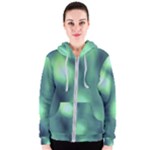 Green Vibrant Abstract Women s Zipper Hoodie
