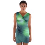 Green Vibrant Abstract Wrap Front Bodycon Dress