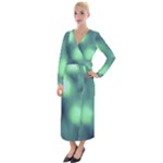 Green Vibrant Abstract Velvet Maxi Wrap Dress