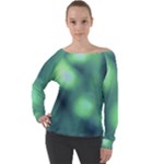 Green Vibrant Abstract Off Shoulder Long Sleeve Velour Top