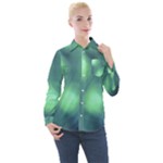 Green Vibrant Abstract Women s Long Sleeve Pocket Shirt
