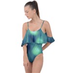 Green Vibrant Abstract Drape Piece Swimsuit