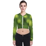 Green Vibrant Abstract No3 Long Sleeve Zip Up Bomber Jacket
