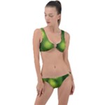 Green Vibrant Abstract No3 Ring Detail Crop Bikini Set