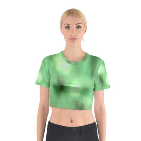 Green Vibrant Abstract No4 Cotton Crop Top from ArtsNow.com