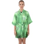 Green Vibrant Abstract No4 Half Sleeve Satin Kimono 