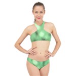 Green Vibrant Abstract No4 High Neck Bikini Set