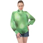 Green Vibrant Abstract No4 High Neck Long Sleeve Chiffon Top